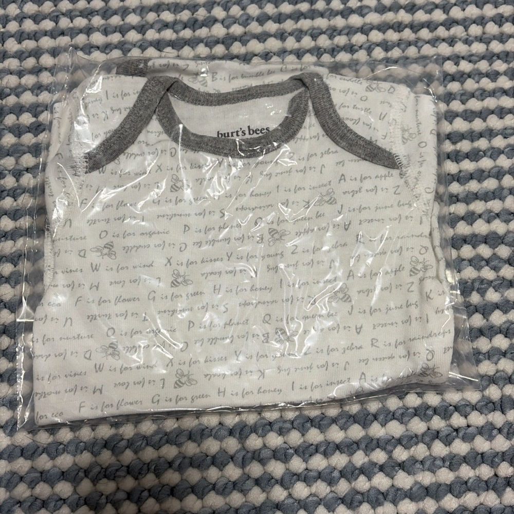 Burt's Bees Baby Gray and White Onsie